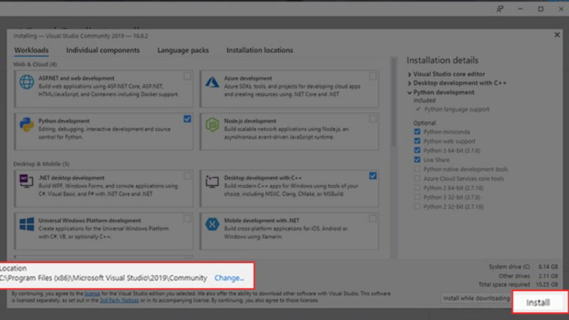 Hướng dẫn cài đặt Microsoft Visual Studio 2019 sau khi tải