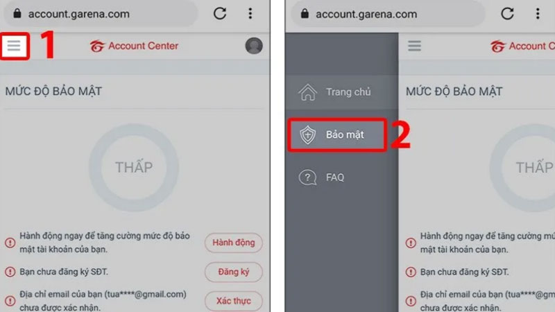 Các bước xóa Gmail Garena