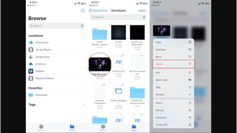 Xóa file tải về từ các ứng dụng - Xóa rác iPhone