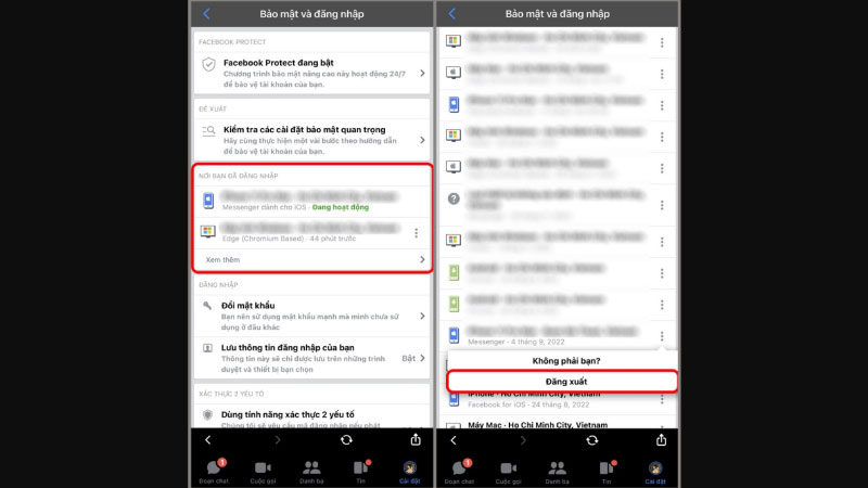 Xoá tài khoản Messenger qua cài đặt Facebook