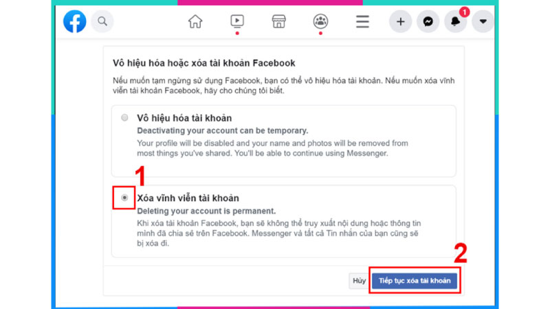 Xoá tài khoản trên Messenger vĩnh viễn từ trang web chính thức