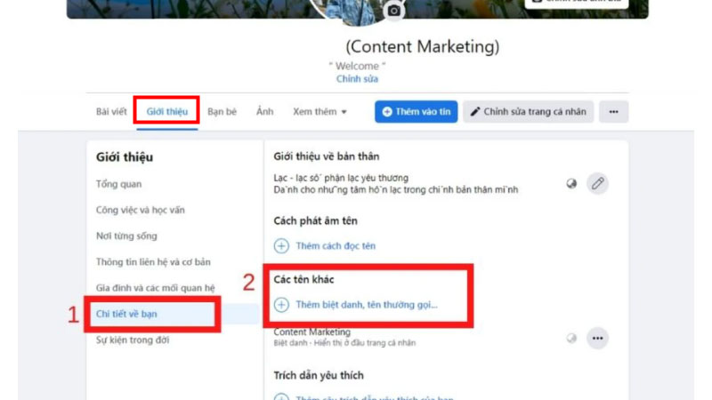 Cách xóa biệt danh Facebook trên máy tính