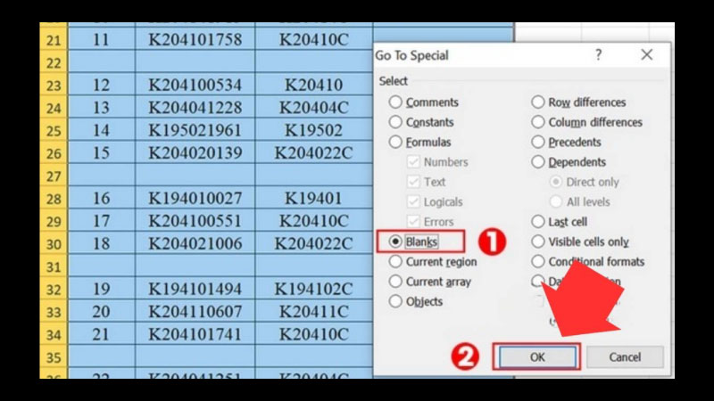 Cách sử dụng tính năng "Find and Select" cách xóa cột trong excel 2007 theo điều kiện