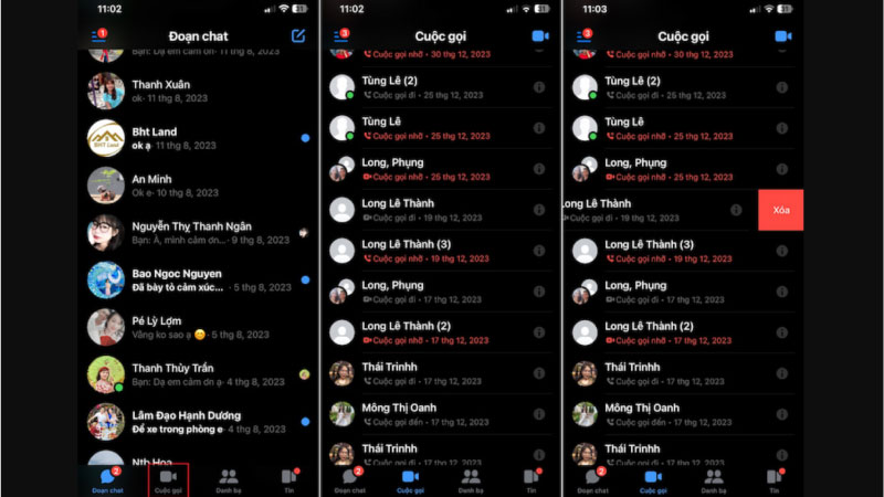 Cách xóa cuộc gọi trên Messenger trên điện thoại (Android/iOS)