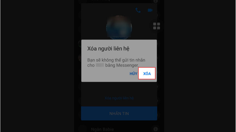 Xóa người lạ trong danh bạ Messenger