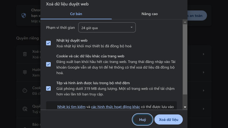 Cách xóa cache Google Chrome trên máy tính