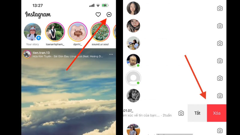 Cách xóa tin nhắn trên Instagram bằng điện thoại