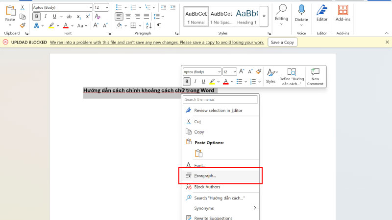 Hướng dẫn cách chỉnh khoảng cách chữ trong Word 2