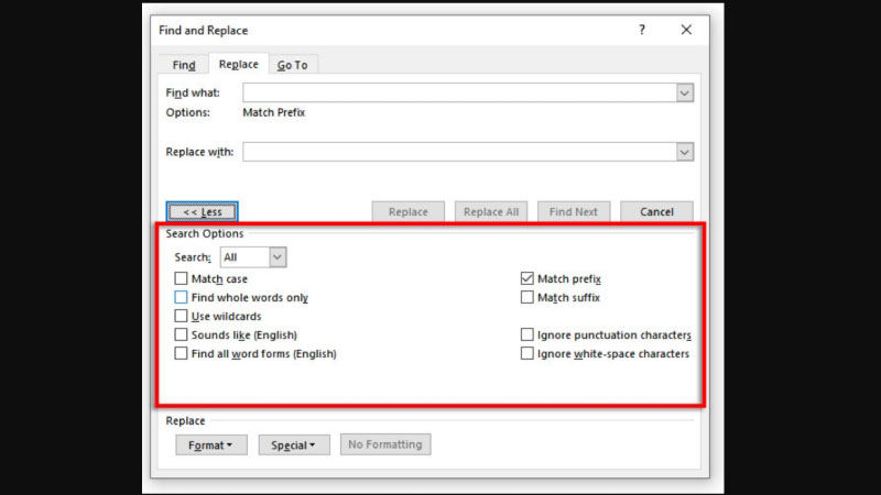 Cách thay thế từ trong Word bằng tính năng Find & Replace 2