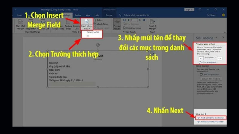 Cách trộn thư trong Word 2007, 2010, 2013, 2016 (2)