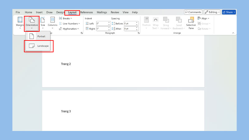 Cách xoay ngang 1 trang giấy nằm bất kì trong Word bằng Section Breaks