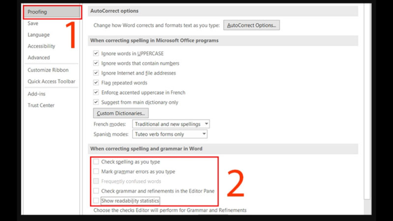 Cách tắt kiểm tra chính tả trong Word 2013, 2016, 2019, và Office 365