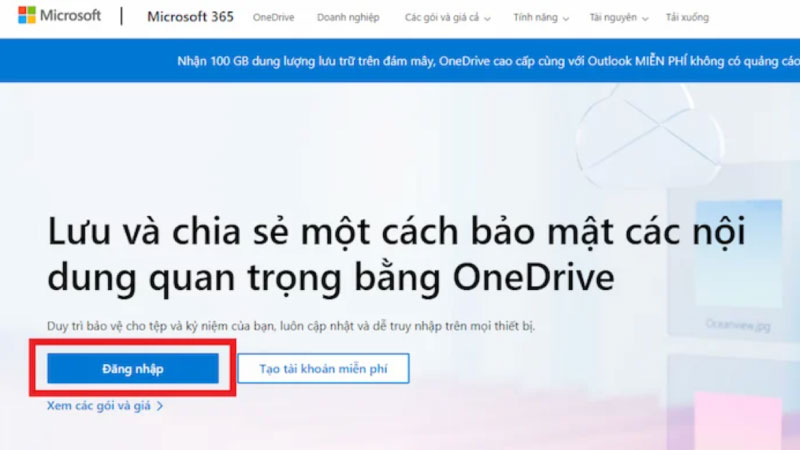 đăng nhập onedrive 1