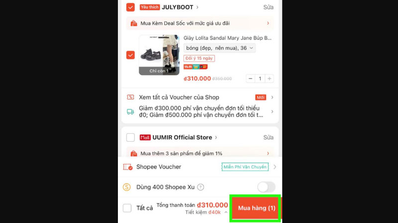 cách đặt hàng trên shopee 2