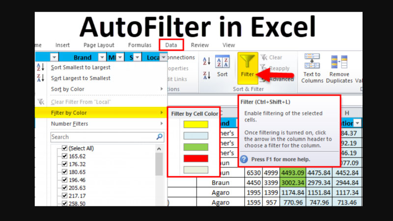 cách lọc dữ liệu trong excel 2