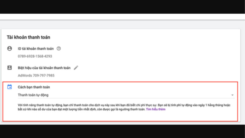 Thanh toán google adwords bằng thẻ gì 4