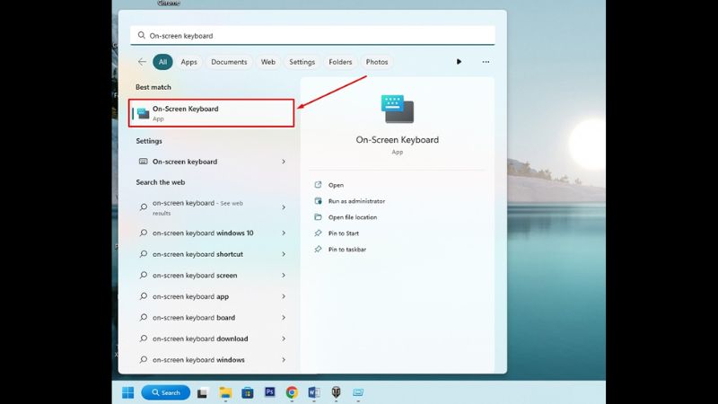 bật bàn phím ảo win 10
