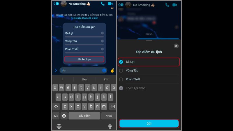 cách tạo bình chọn trên messenger