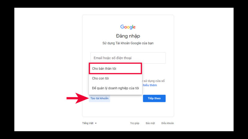 tạo tài khoản google 1