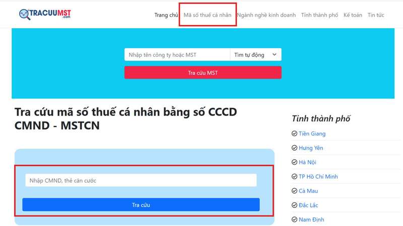 Tra cứu đơn giản trên cổng thuế