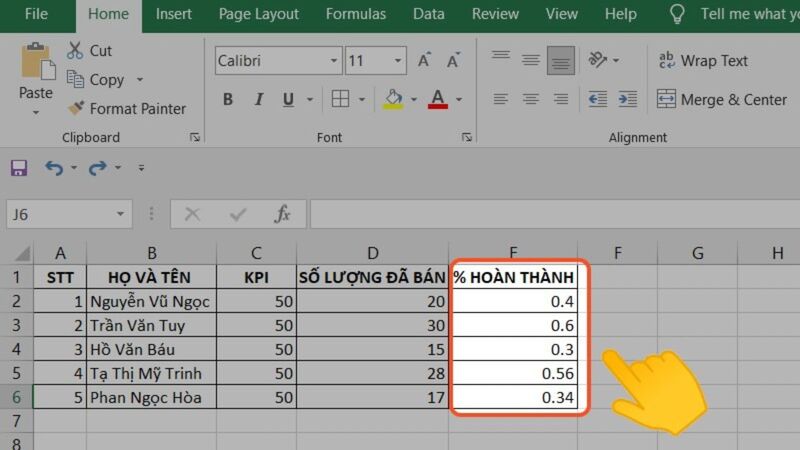 Tính nhanh chóng trên excel