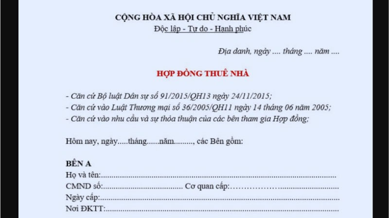 hợp đồng thuê nhà