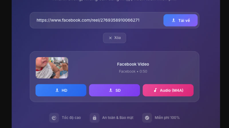 tải video từ fb