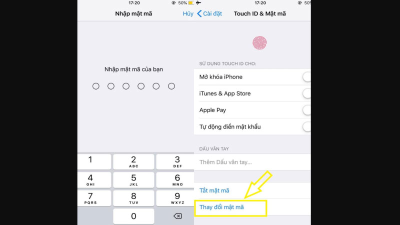 cách đổi mật khẩu iphone