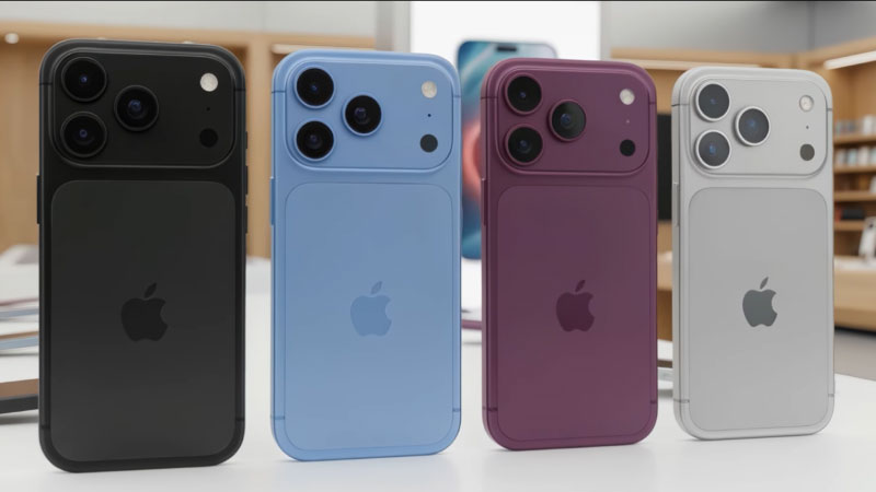 iPhone 18 Pro Max các màu Dark Cherry Light Blue Silver