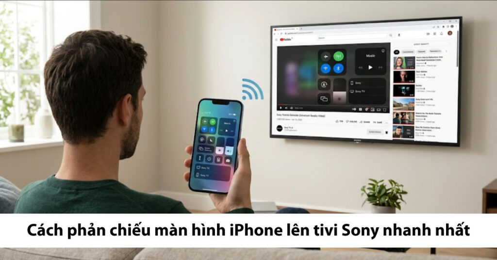 phản chiếu màn hình iphone lên tivi sony