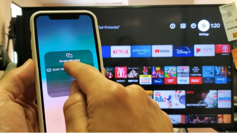 phản chiếu màn hình iphone lên tivi sony